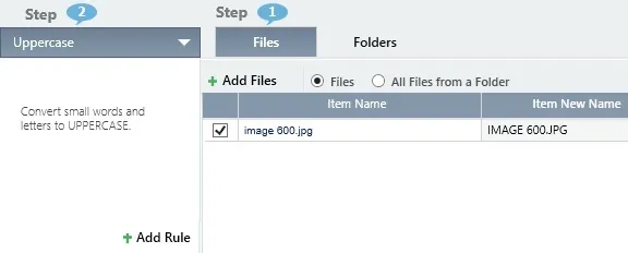 change all small letters in filenames to capital using easy file renamer